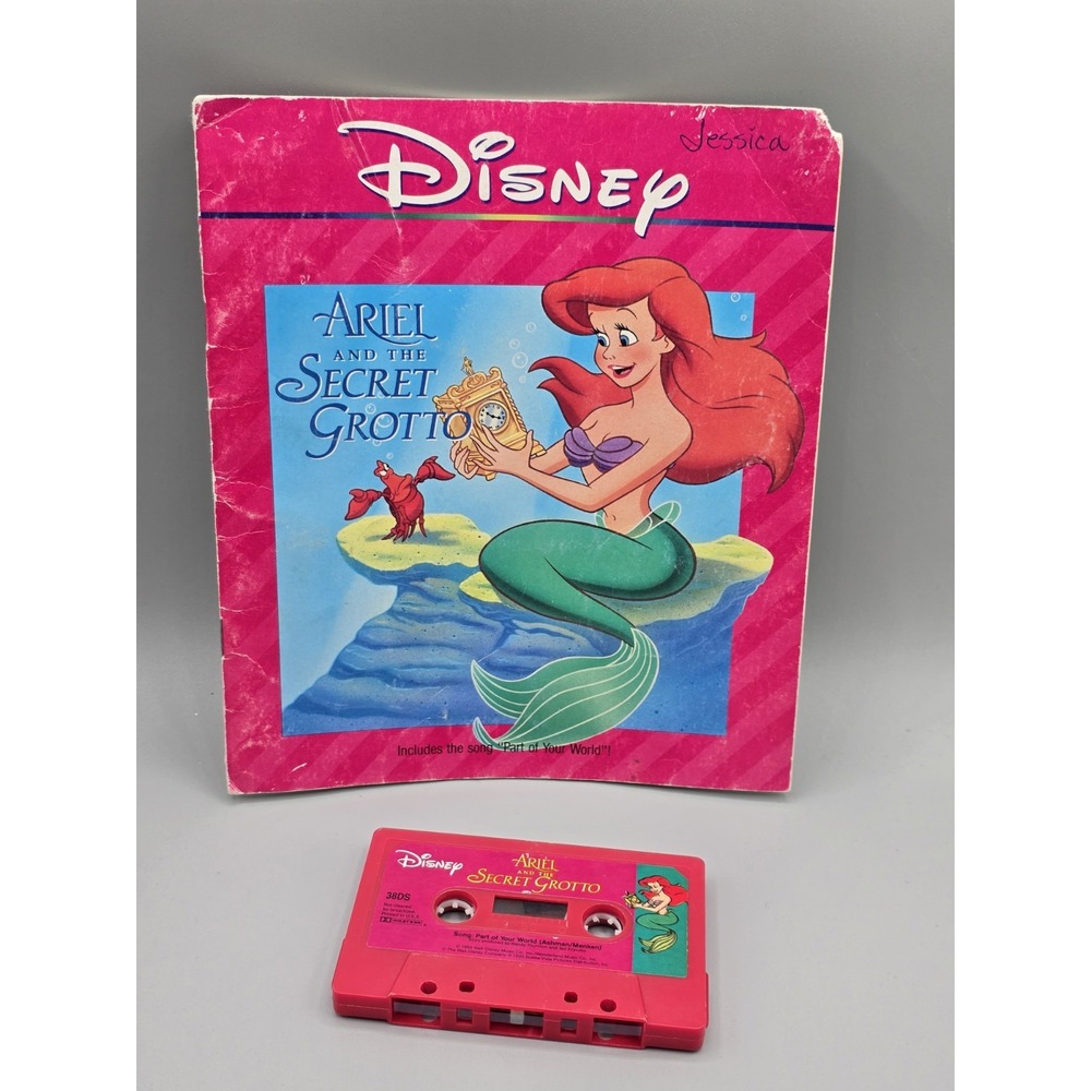 Vintage 1988 Disney Ariel And The Secret Grotto Read Along Book With Tape